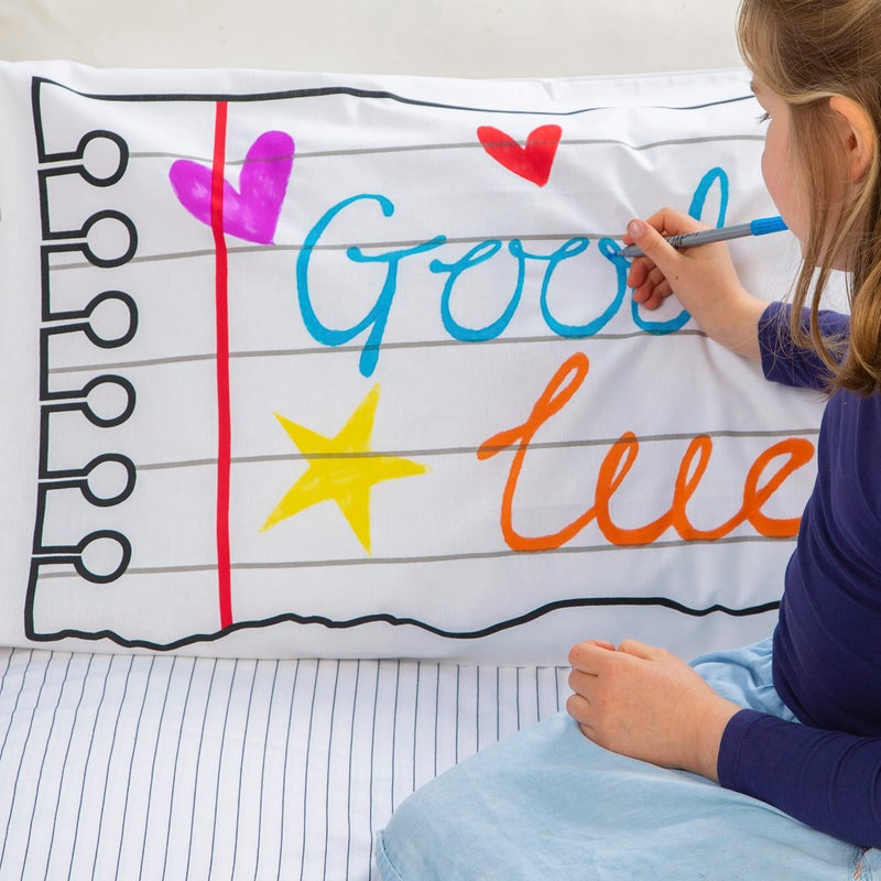 eatsleepdoodle Coloring Pillowcase for Kids â€“ Reusable DIY Pillow Cover with Washable Markers, Educational Arts & Crafts Activity for Boys & Girls, Fun Gift for Creative Play, Machine Washable - eatsleepdoodle - Image 1